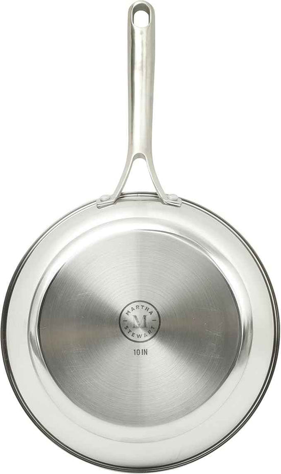 Martha Stewart Castelle 10" Stainless Steel Frying Pan Non Toxic Fry Pan Skillet