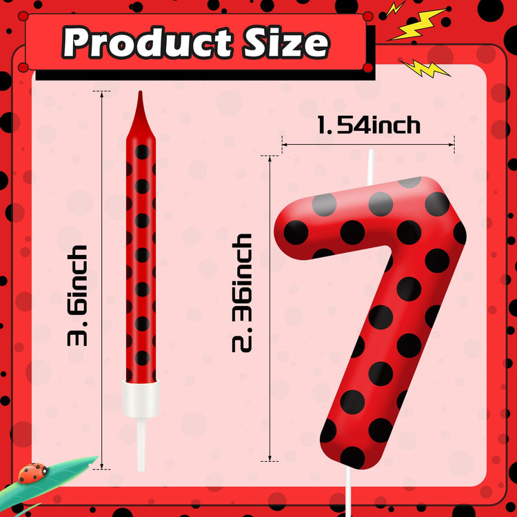 13PCS Ladybug Theme Birthday Candles Set (13 Count)
