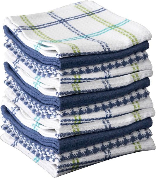 T-fal Premium Waffle Dish Cloths: Highly Absorbent, Super Soft Long Lasting - 100% Cotton, 12"x13" Towel for Cleaning & Drying, (12-Pack), Cool - Nestoria
