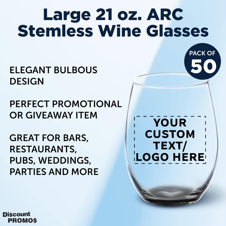50 ARC Stemless Wine Glasses Set (50 Count)