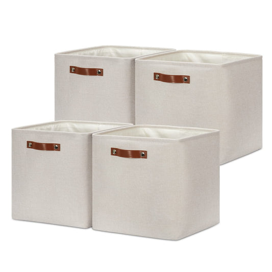 Storage Bins 4 Pack Of 13x13x13 Decorative Storage Cube Bins Suit Office (4 Count)