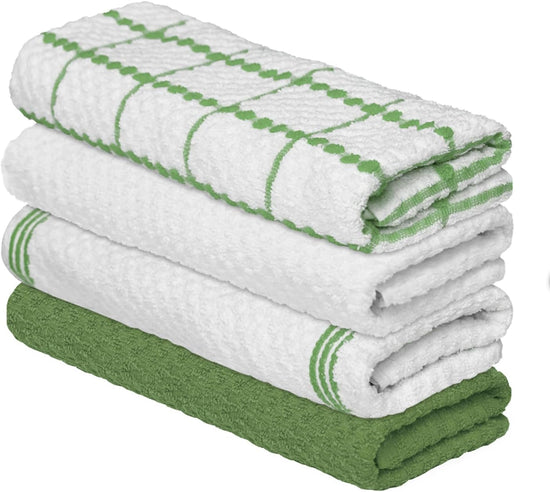 Artoid Mode Ring Spun Cotton Green Kitchen Dish Towels, 15x25 Inch Ultra Soft Absorbent Quick Drying Household Cleaning Tea Towels Bar Towels Set of 4 - Nestoria