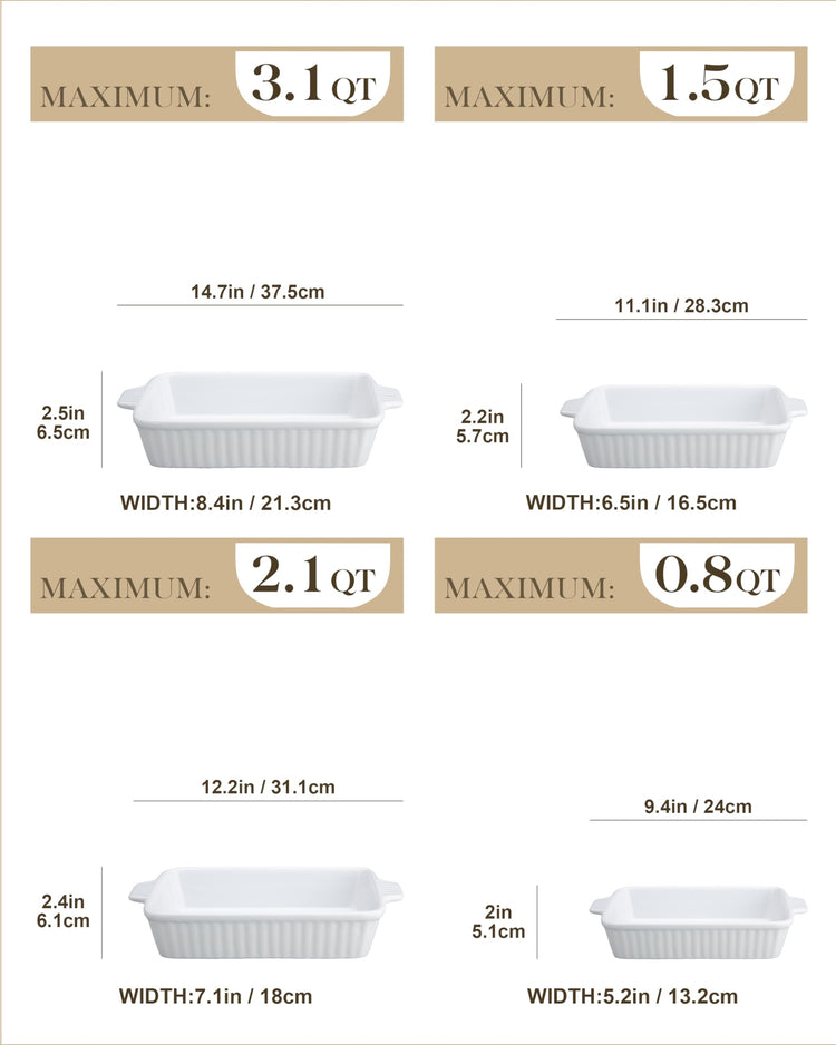 Casserole Dishes for Oven (4 Count)