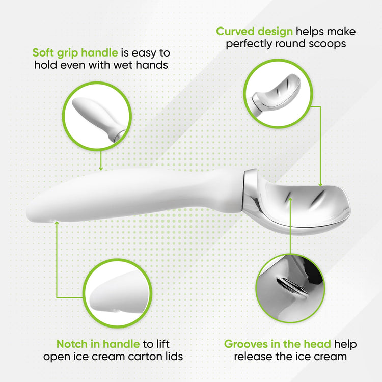 Heavy Duty Metal Ice Cream Scoop with Soft Grip Handle