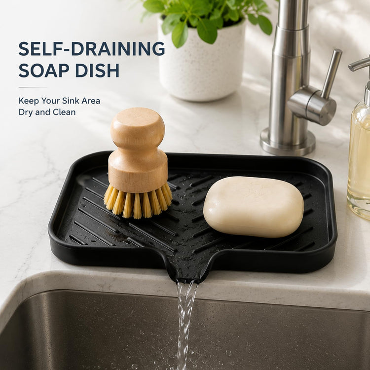 Silicone Soap Dish with Drain Spout