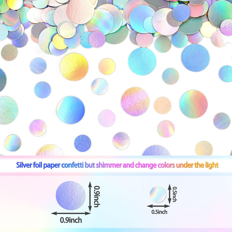 400PC Circle Dots Iridescent Confetti for Birthday Decorations Round Table Scatter for Wedding Baby Shower Bachelorette Bridal Shower Party Supplies (400 Count)