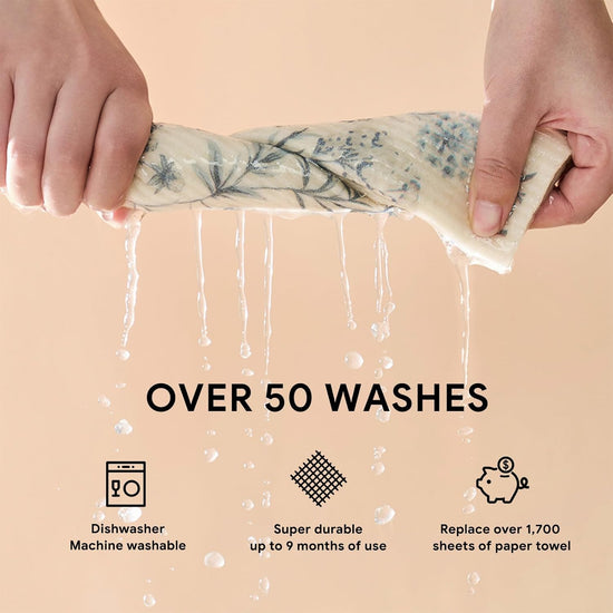 RECYCO Swedish Dishcloths for Kitchen | 4 Pack Oversized Washable Dish Rags | Large Cellulose Reusable Cleaning Paper Towels | Absorbent Counter Dish Cloth Sponge XL Kitchen Wipes, 12" L x 10" W - Nestoria