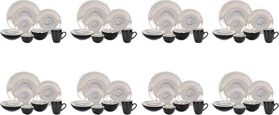 Stoneware Sonoma 56pc Dinnerware Set, Black + Speckled Spin Wash Grey