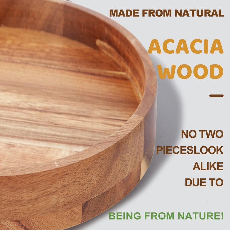 9" Acacia Wood Lazy Susan Organizer for Cabinet