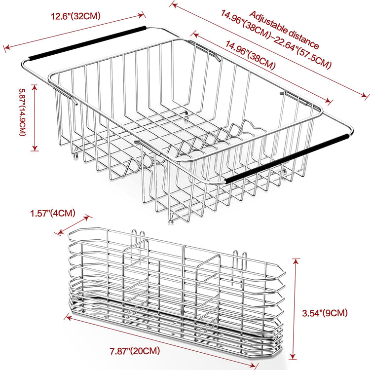 Large Dish Drainer Rack in Sink Adjustable