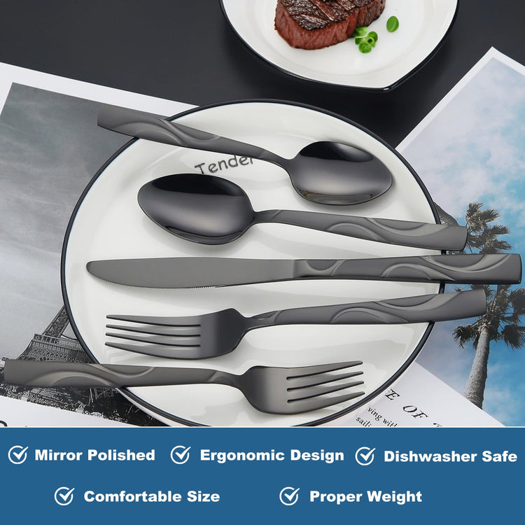 40 Piece Black Silverware Set for 8 (40 Count)