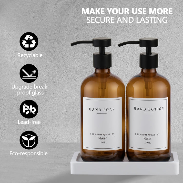 Amber Glass Soap Dispenser (2 Count)