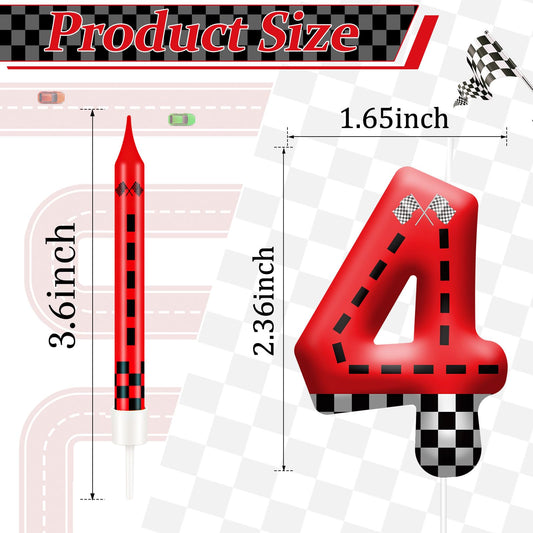 13PCS Racing Car Theme Birthday Candle Set with Checkered Flag Design (13 Count)