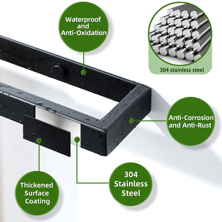 12 Inch Hand Towel Holder Black Towel Bar for Bathroom Wall Mounted