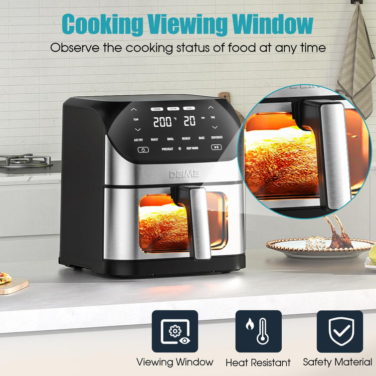Air Fryer 6.2 QT Large Capacity Oilless Hot Air Fryers Oven 1500W Healthy Cooker with 10 Presets