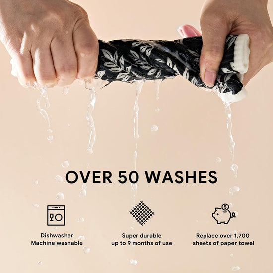 RECYCO Swedish Dishcloths for Kitchen | 4 Pack Oversized Washable Dish Rags | Large Cellulose Reusable Cleaning Paper Towels | Absorbent Counter Dish Cloth Sponge XL Kitchen Wipes, 12" L x 10" W - Nestoria