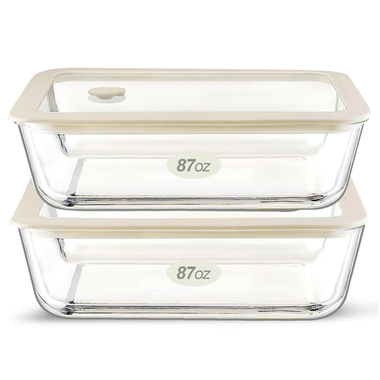 Glass Food Container Set with Glass Lid (2 Count)