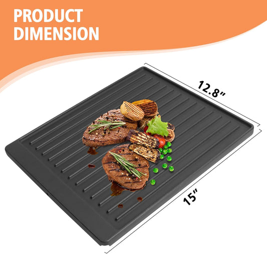 2-in-1 Reversible 15” x 12.8” Pre-Seasoned Cast Iron Cooking Griddle for Gas Stove/Charcoal/Electric/Propane/Gas Grill, Flat Griddle Top Plate for Broil King Crown and Signet Series Grill - Nestoria