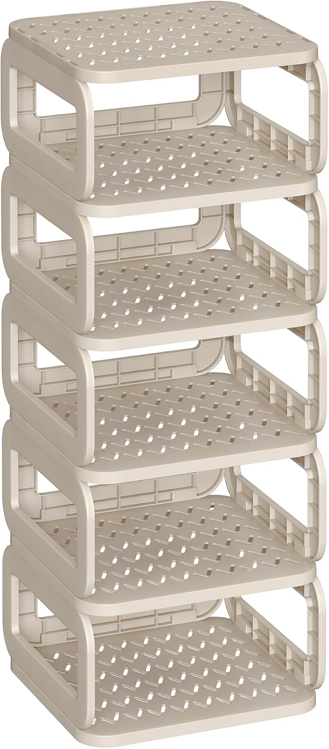 SONGMICS Shoe Rack, Shoe Organizer, 6 Shelves, Shoe Storage, Narrow Shoe Shelf, Open Shelf for Entryway, Living Room, Bathroom, Space-Saving, Cappuccino Beige ULPC037K01