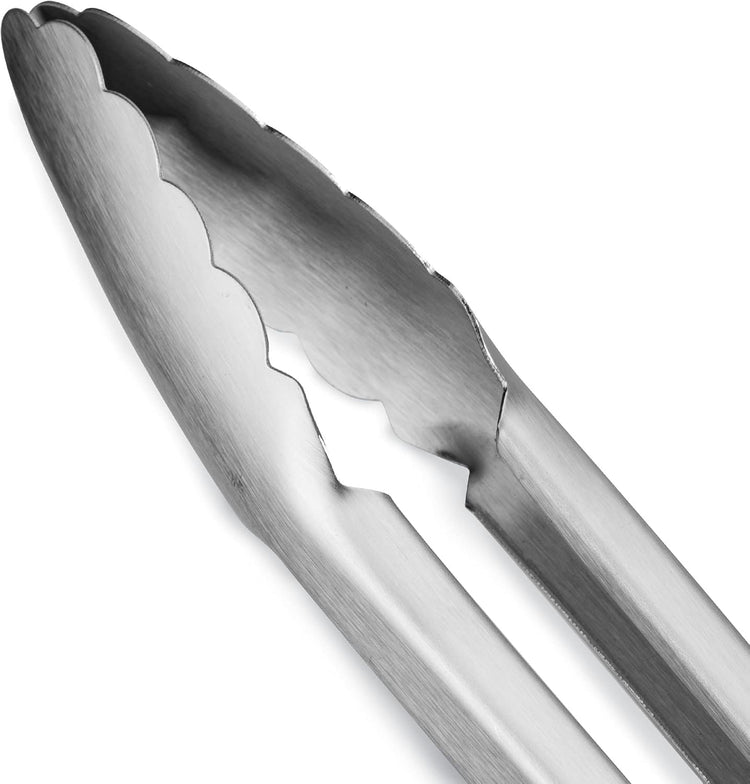 304 Stainless Steel Kitchen Cooking Tongs, 14" and 16" Set of 2 Sturdy Grilling Barbeque Brushed Locking Food Tongs with Ergonomic Grip, Blue