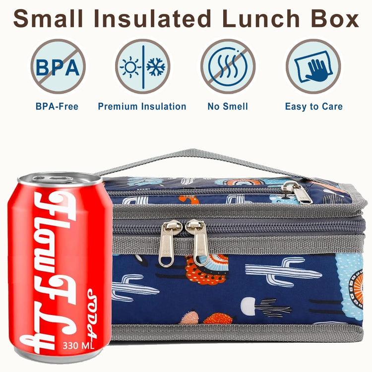 Small Insulated Lunch box Portable Soft Bag Mini Cooler Thermal Meal Tote Kit with Handle for Work & School