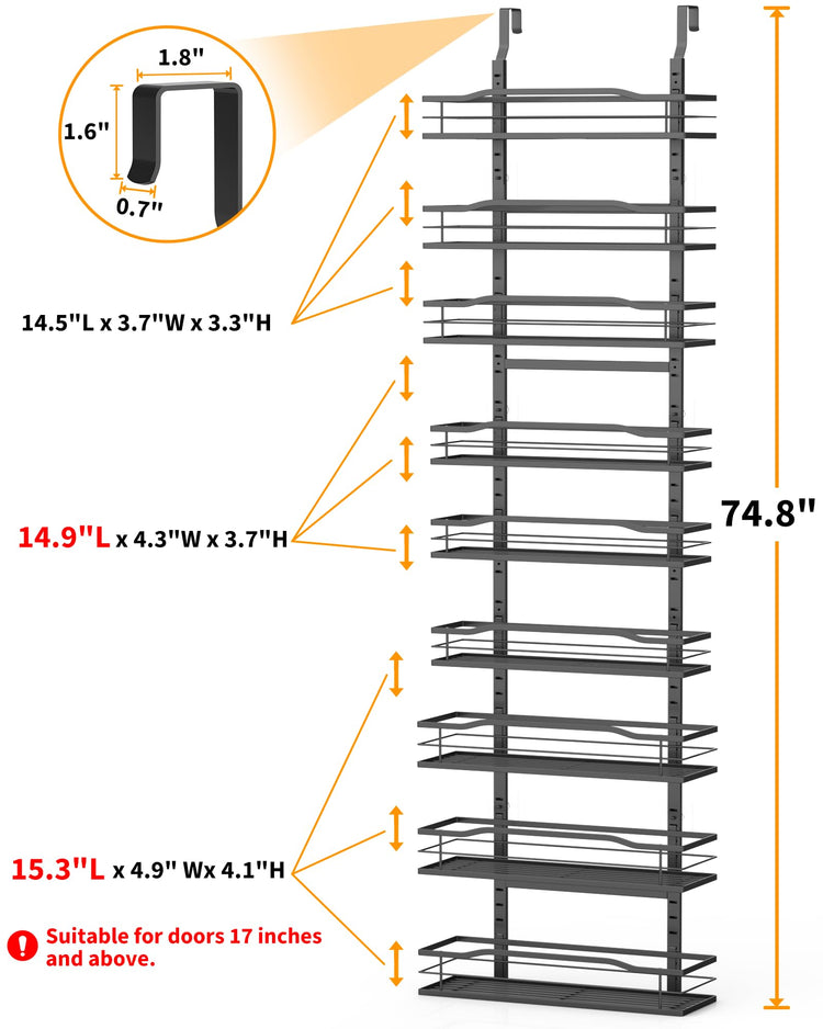 9 Tier Over The Door Pantry Organizer