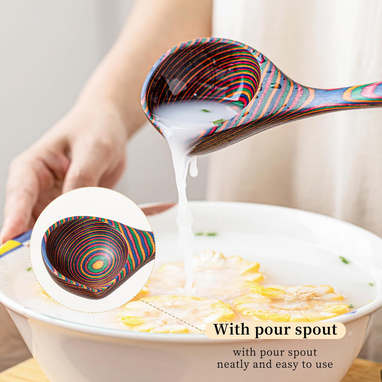 Pakkawood Rainbow Deep Soup Ladle with Spout