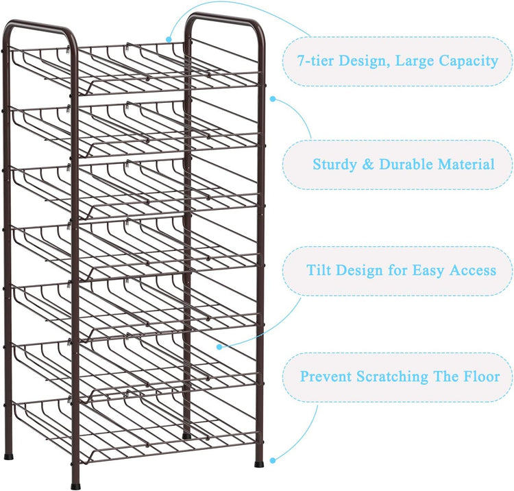 Vrisa Can Organizer for Pantry 7-tier Can Dispenser Rack Holde up to 84 Cans Multifunctional Can Holder for Canned Food Storage Kitchen Cabinet or Pantry Shelf Rustic Brown