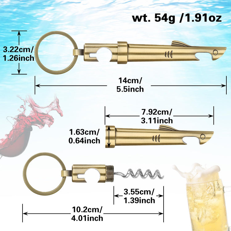 2-in-1 Shark Bottle Opener, Novelty Keychain Corkscrew Wine Opener, Beer Bottle Opener, Wine & Beer Gifts for Men, Father's Day Gifts, Christmas Gifts, Birthday Gifts, Bronze, KPQ2805