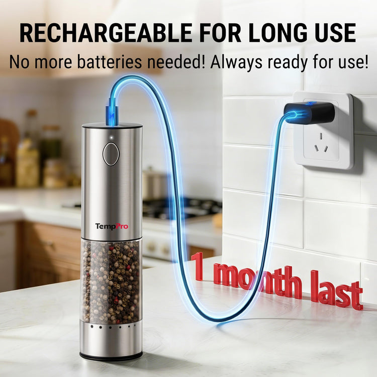 Rechargeable Electric Salt and Pepper Mill Set with Large Capacity