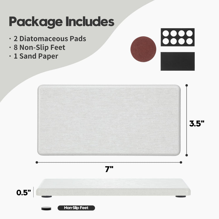 2PCS 7"x3.5" Water Absorbing Bathroom Sink Vanity Trays (2 Count)