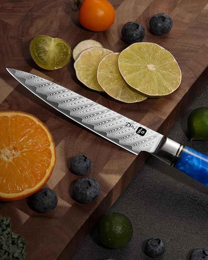 Kitchen Utility Knife 5 Inch, Japanese VG10 Steel Damascus Paring knife, Small Kitchen chef Knife with Gift Box and Resin Wood Handle, Ideal Birthday Gift for Men and Women