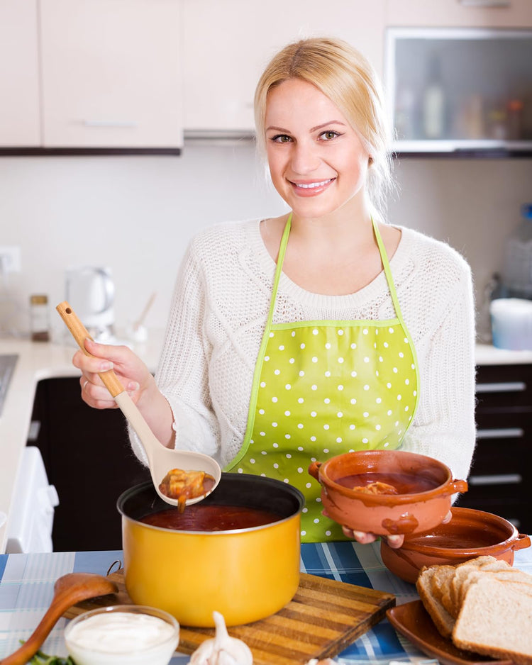 Silicone Soup Ladle with Wooden Handle (2 Count)