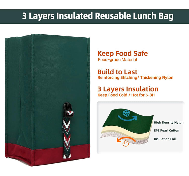 Insulated Lunch Bag Rolltop Lunch Box