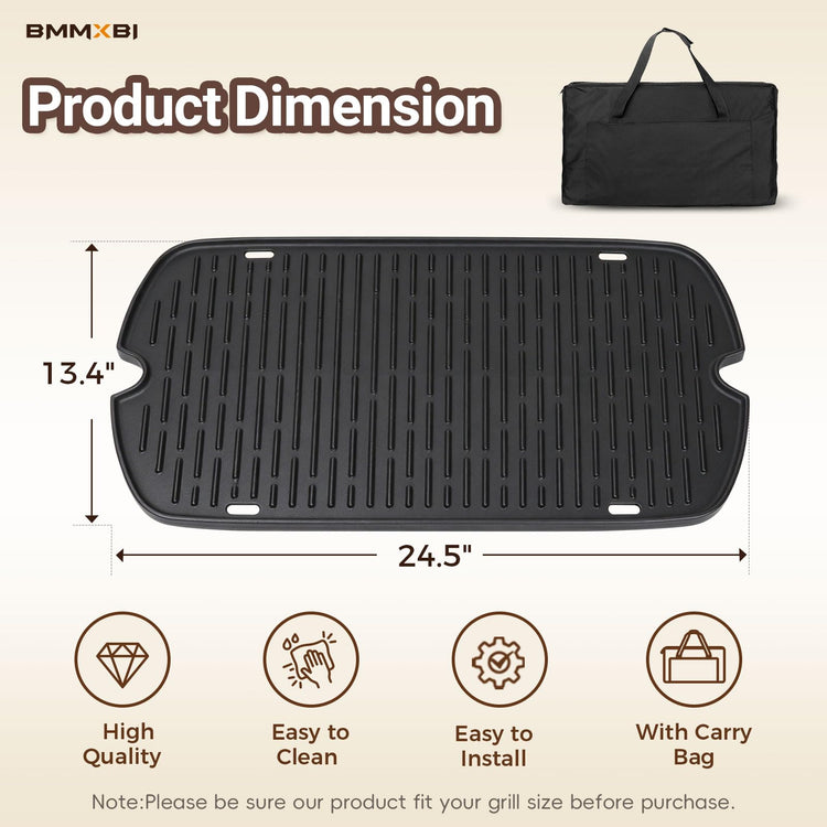 Cast Iron Griddle with Carry Bag for Weber Traveler Grill 9010001 9020001