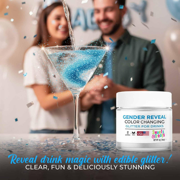 Boy Gender Reveal Decorations Edible Glitter for Drinks