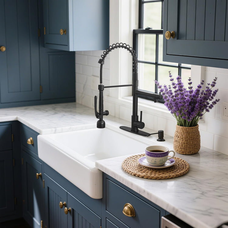 LED Commercial Kitchen Faucets with Pull Down Sprayer Matte Black