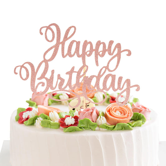 Happy Birthday Cake Toppers 9 Inch Glitter Happy Birthday Cake Pick for Birthday Anniversary Theme Party Cake Decorations Supplies
