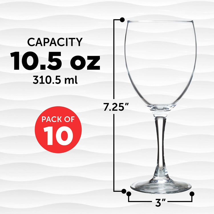 Nuance Wine Glasses by ARC 10.5 oz. Set of 10 (10 Count)