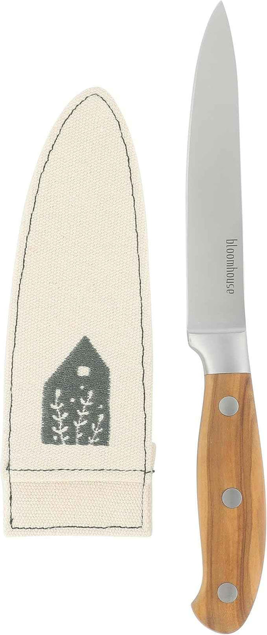 Bloomhouse - Two Time Oprah's Favorite Things Winner - 5" Utility Boning Kitchen Knife German Stainless Steel Blade w/Forged Italian Olive Wood Handle Full Tang for Meat Poultry & Precision Cutting