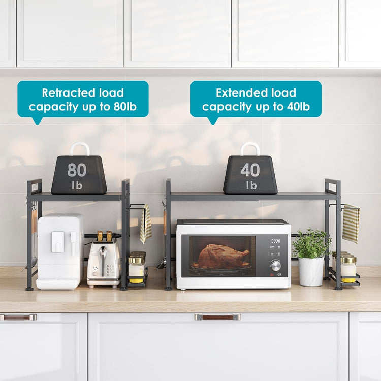 Expandable Microwave Stand Kitchen Countertop Organizer With Storage
