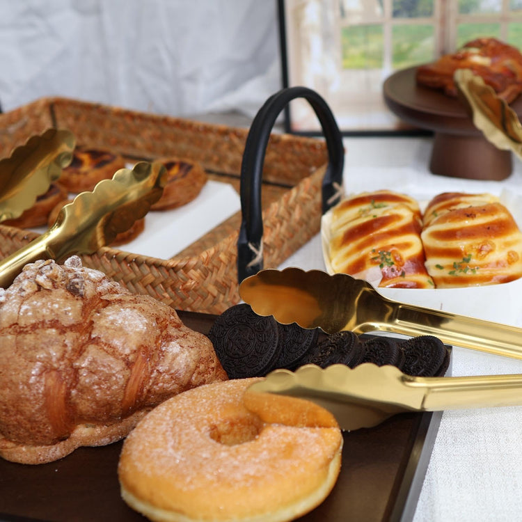 4 Pack 9 Inch Gold Tongs for Serving Food
