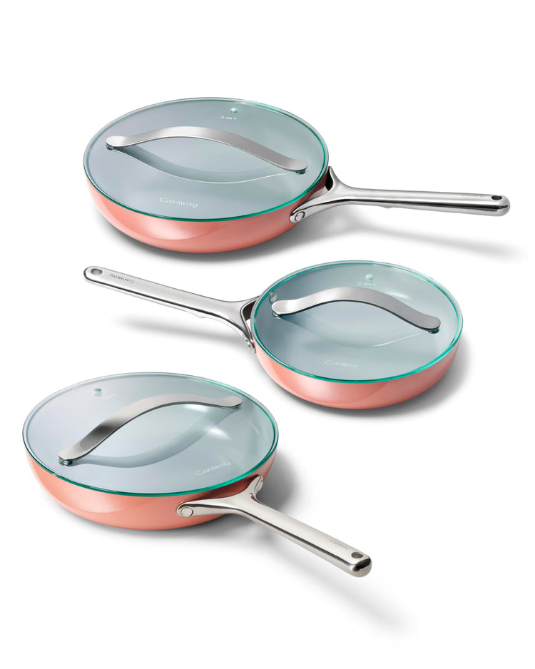 Ceramic Non Stick Fry Pan Set with Glass Lids (6 Count)