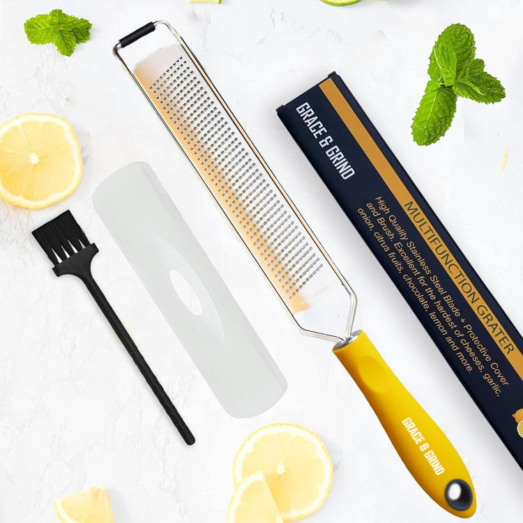 DESIGNED BY CHEFS ~ Premium Lemon Zester Grater With Perfectly Angled Teeth ~ Ideal for Citrus, Parmesan Cheese, Garlic, Vegetables and Fruits