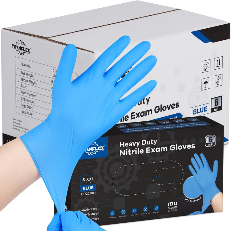 Heavy Duty Blue Disposable Nitrile Gloves (1000 Count)