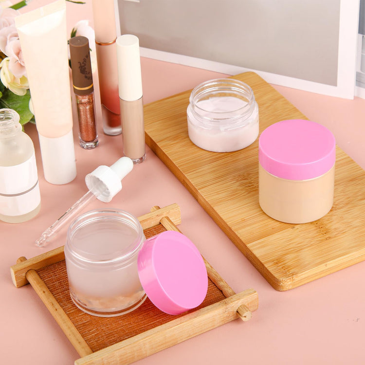 6 Pack 1 Oz Plastic Jars Containers with Lids Wide Mouth Pink (6 Count)