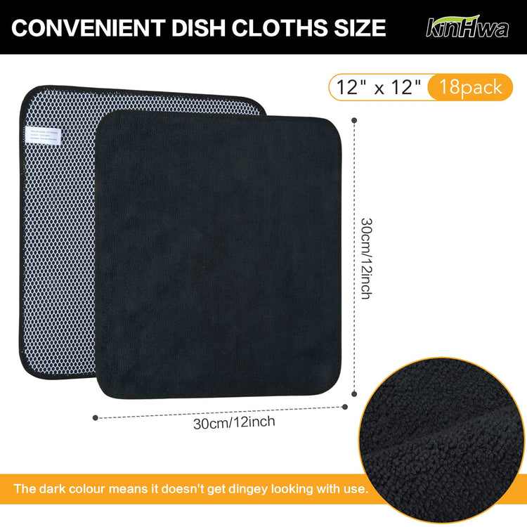 Dish Cloths for Washing Dishes with Scrub Side (18 Count)