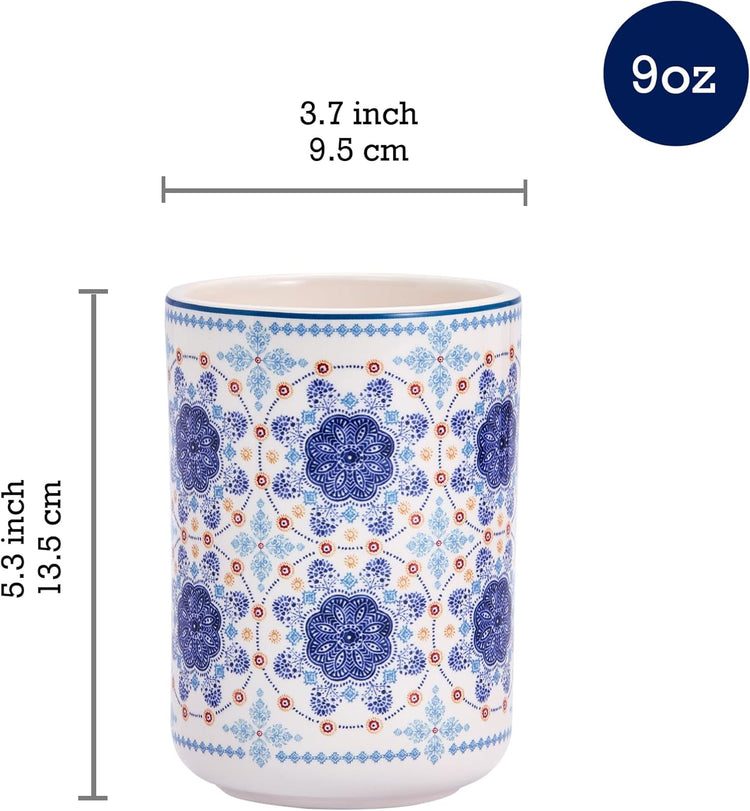 Bico Blue Talavera Ceramic Utensil Holder Set of 2, Ceramic Kitchen Utensil Crocks for Countertop, Large Cooking Tool Holder Counter Decor, Spatula Organizer