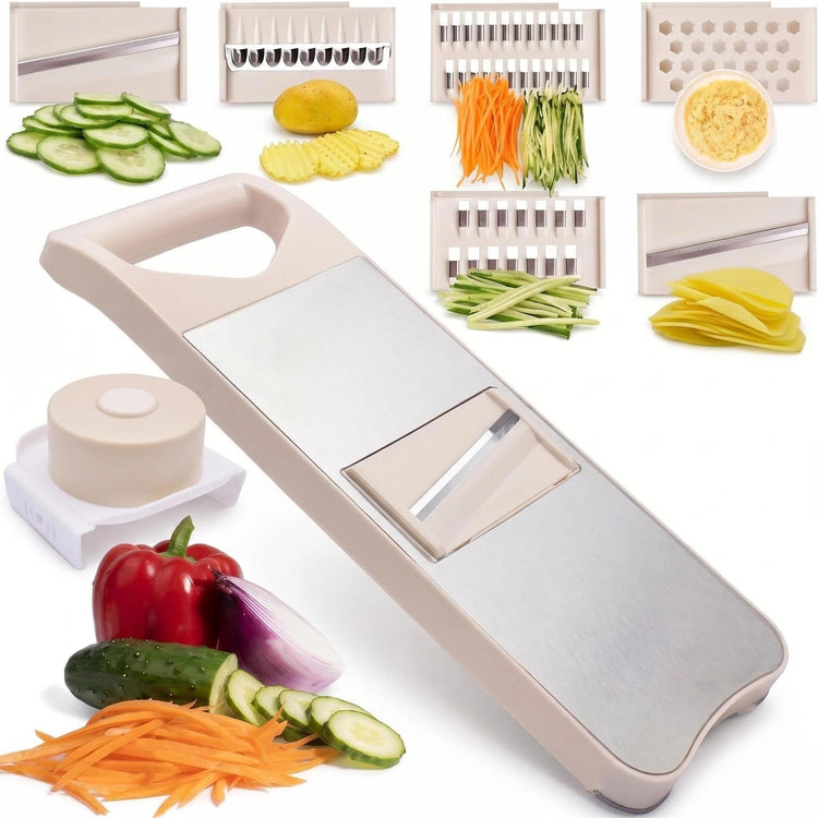 6 Blade Mandoline Slicer for Kitchen with Waffle Fry Cutter