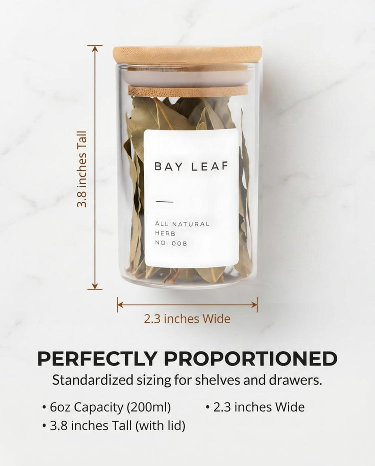 Glass Spice Jars with Label Pack (12 Count)